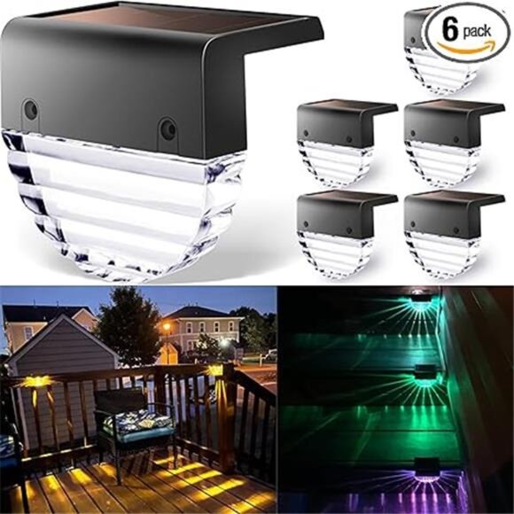 Solar Deck Lighting Backyard Deck Decor Step Lights Garden Post Fence - 6 Pack - Picture 7 of 7